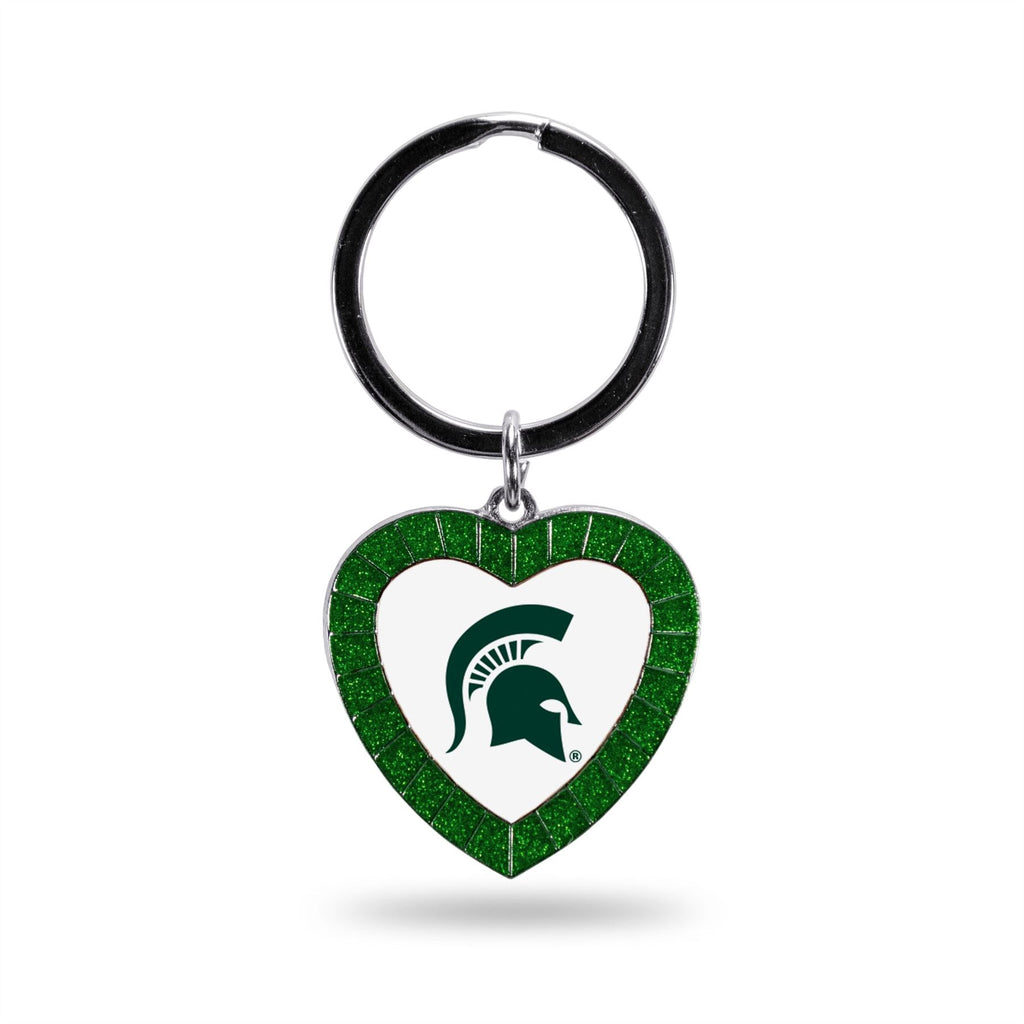 Rico NCAA Michigan State Spartans Rhinestone Heart Colored Keychain