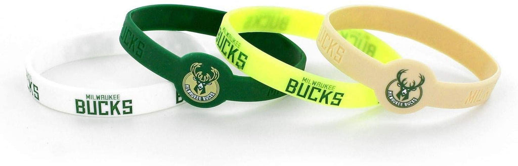 Aminco NBA Milwaukee Bucks 4-Pack Silicone Bracelets