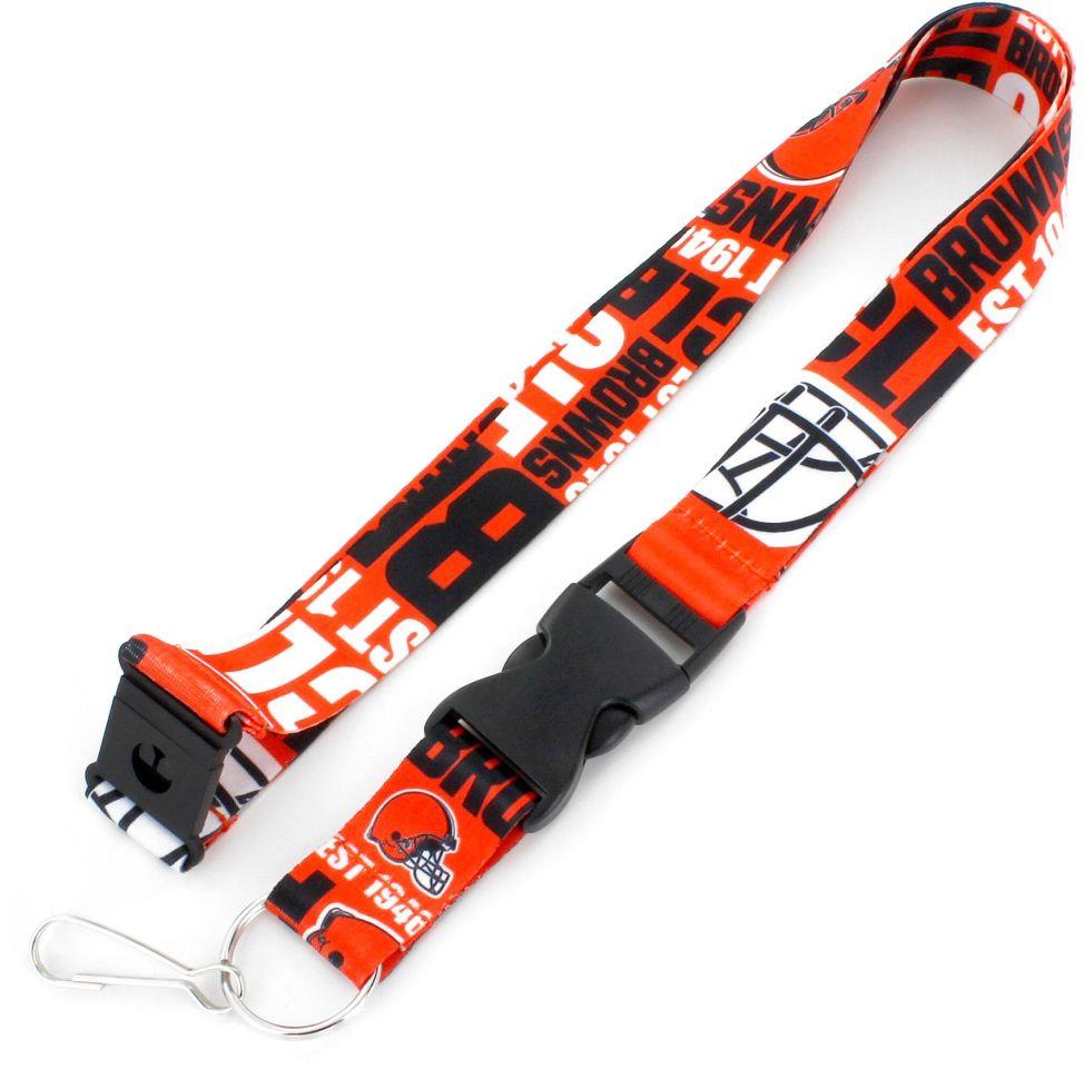 Aminco NFL Cleveland Browns Dynamic Lanyard Keychain Badge Holder With Safety Clip