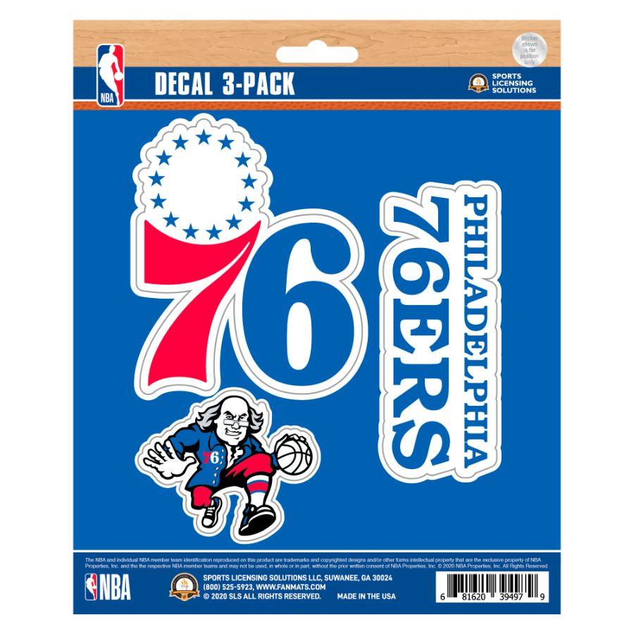 Fanmats NBA Philadelphia 76ers Team Decal - Pack of 3
