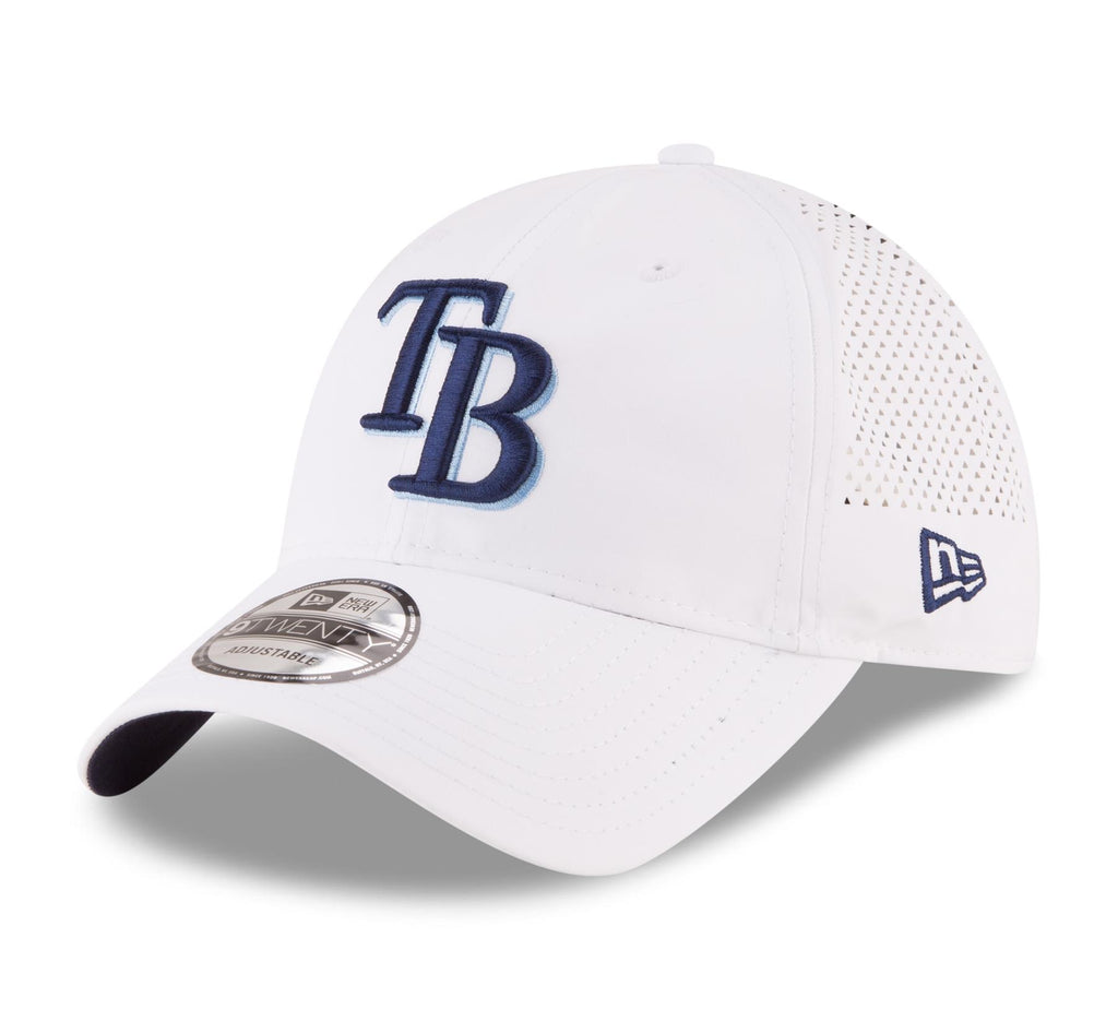 New Era MLB Men's Tamba Bay Rays Perforated Pivot 9TWENTY Adjustable Hat White
