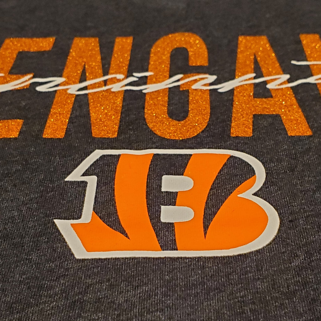 Starter NFL Women's Cincinnati Bengals Glitter Wordmark V-Neck