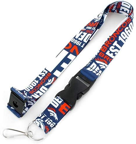 Aminco NFL Denver Broncos Dynamic Lanyard Keychain Badge Holder With Safety Clip