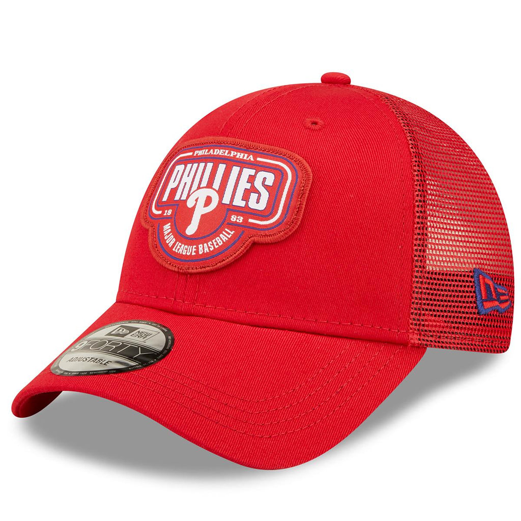 New Era MLB Men's Philadelphia Phillies Logo Patch 9FORTY Adjustable Snapback Hat Red OSFM