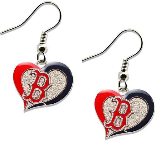 Aminco MLB Women's Boston Red Sox Swirl Heart Earrings