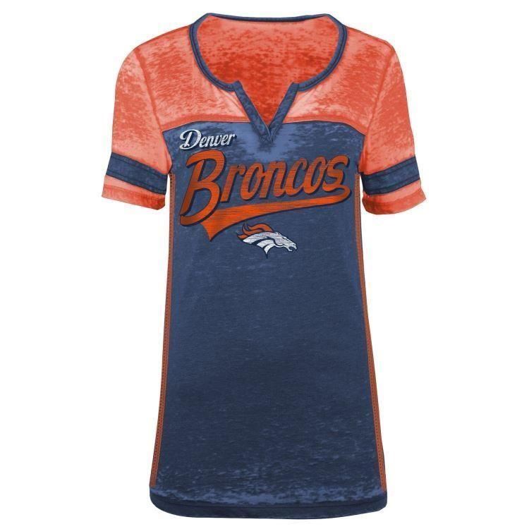5th & Ocean NFL Women's Denver Broncos Burnout V-Neck T-Shirt