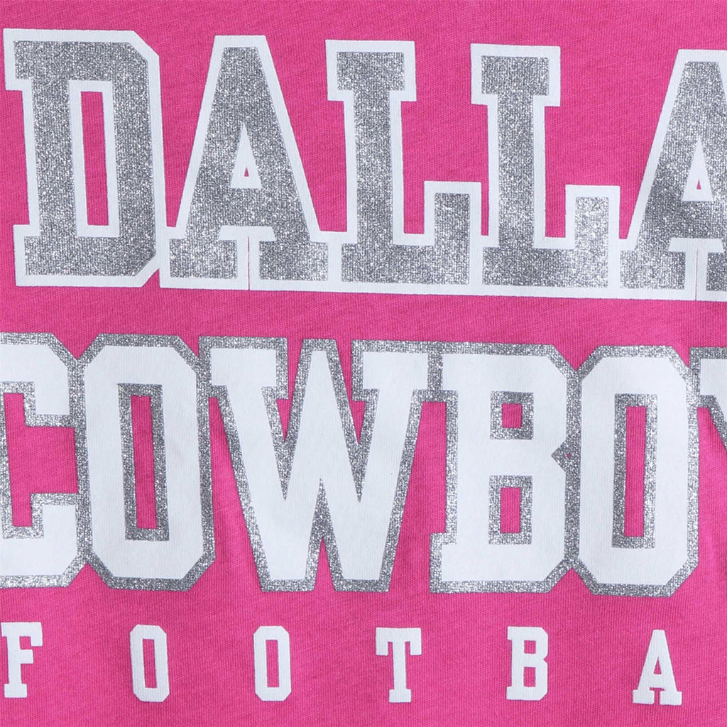 DCM NFL Women's Dallas Cowboys Practice Glitter V-Neck T-Shirt