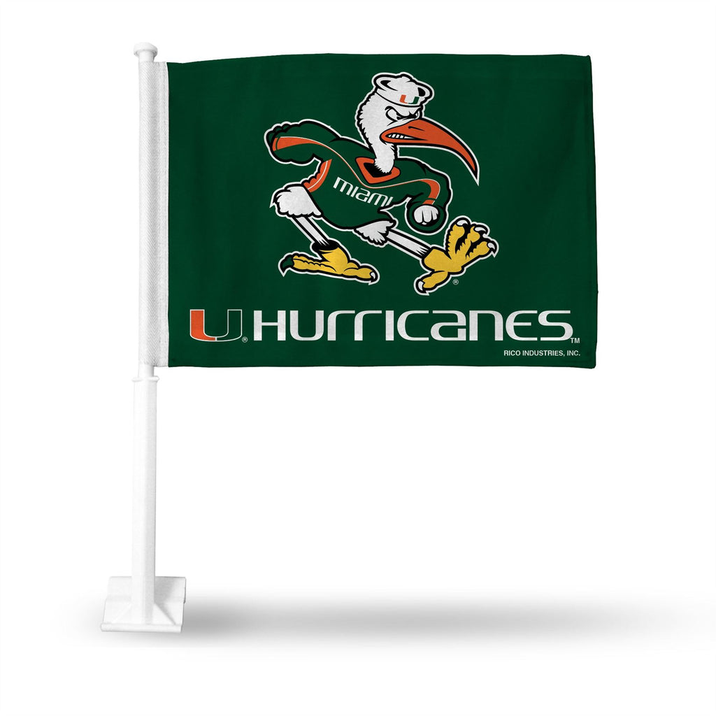 Rico NCAA Miami Hurricanes Contemporary Ibis Car Flag Green 15" x 11"