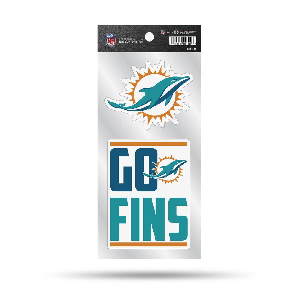 Rico NFL Miami Dolphins Double Up Die Cut Stickers 2-Piece Team Decals
