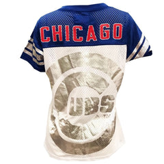 G-III MLB Women's Chicago Cubs All American V-Neck Mesh T-Shirt