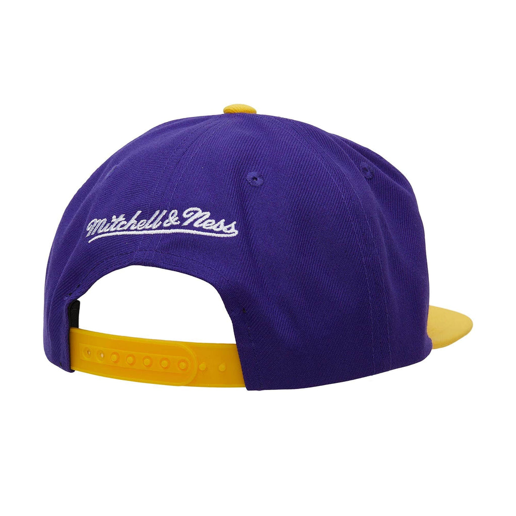 Mitchell & Ness NBA Men's Los Angeles Lakers Logo Bill Snapback Adjustable Hat Purple/Yellow