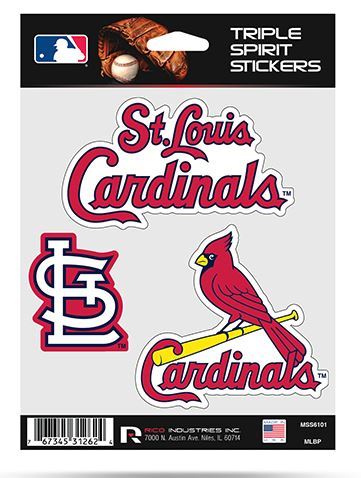 Rico MLB St. Louis Cardinals Triple Spirit Stickers 3 Pack Team Decals