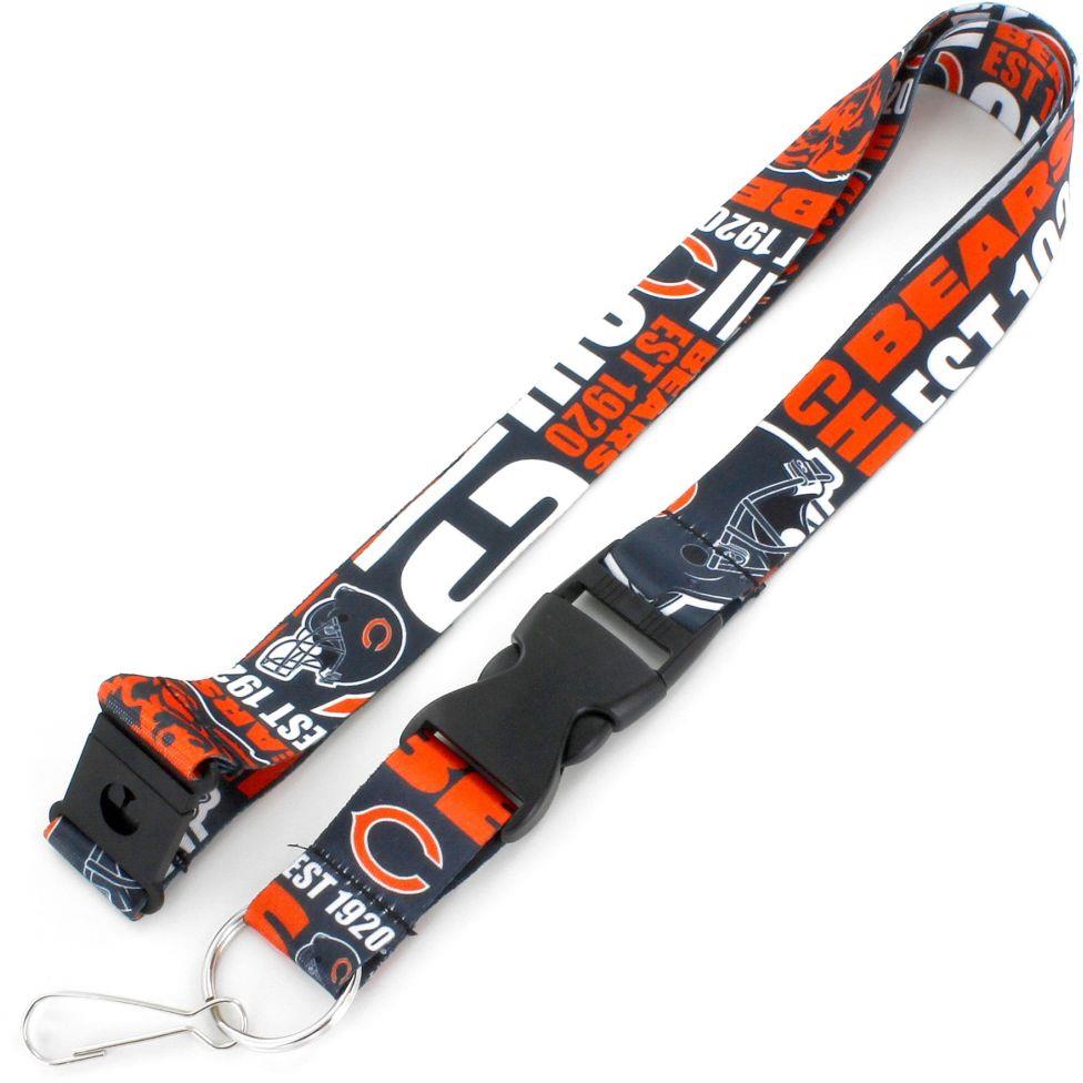 Aminco NFL Chicago Bears Dynamic Lanyard Keychain Badge Holder With Safety Clip