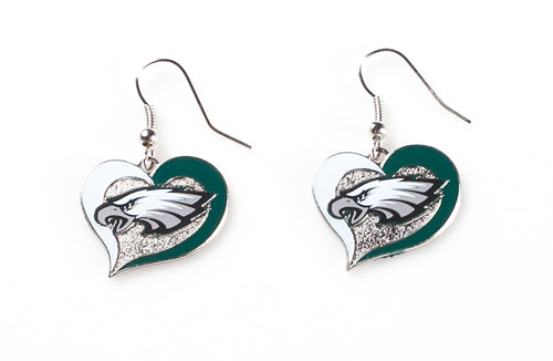 Aminco NFL Women's Philadelphia Eagles Swirl Heart Earrings