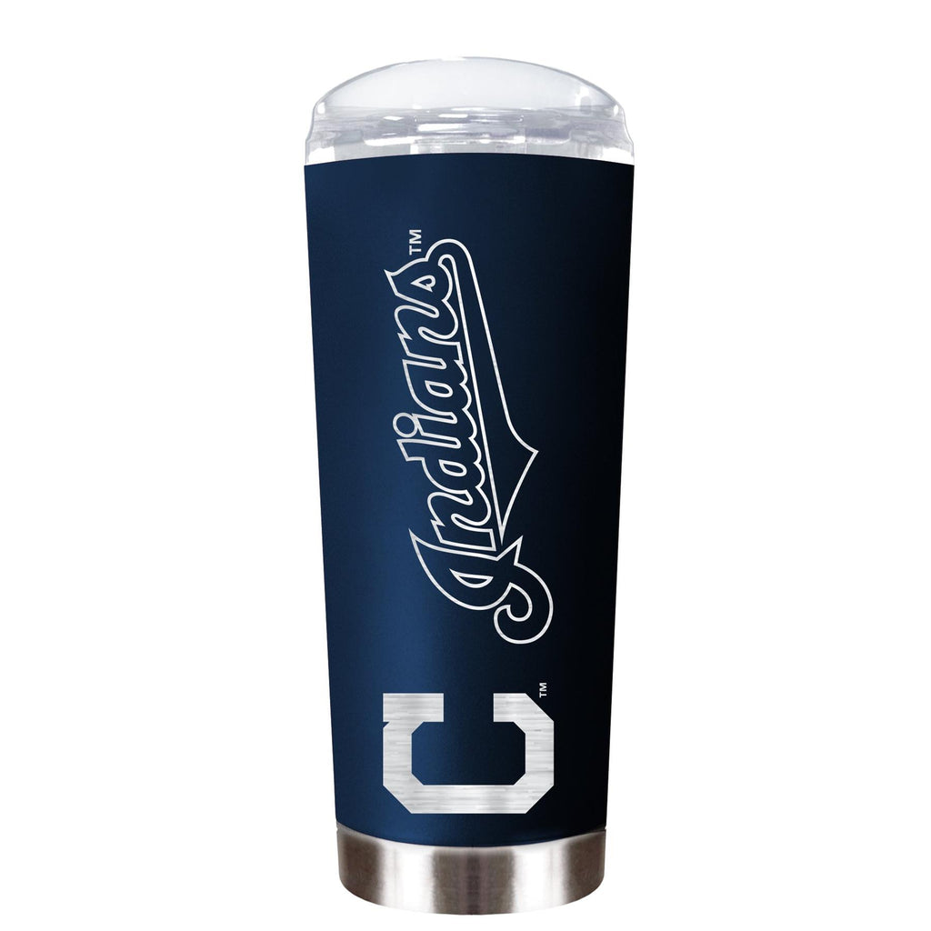 Great American Products MLB Cleveland Indians Powder Coated ROADIE Travel Tumbler 18oz Blue