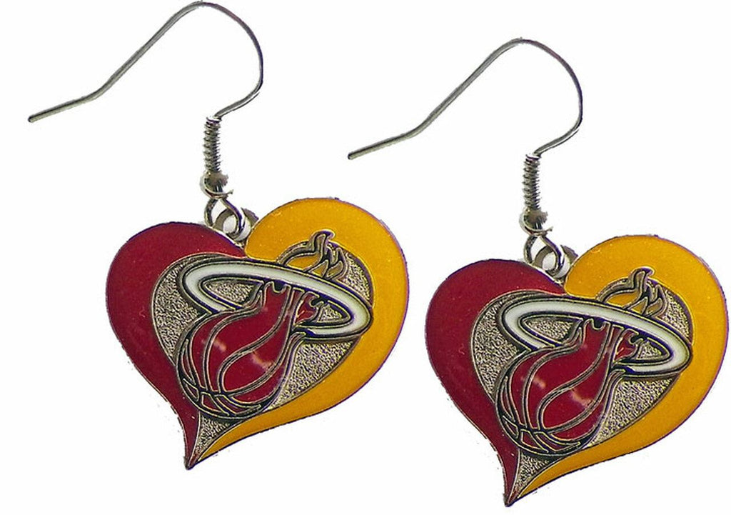 Aminco NBA Women's Miami Heat Swirl Heart Earrings