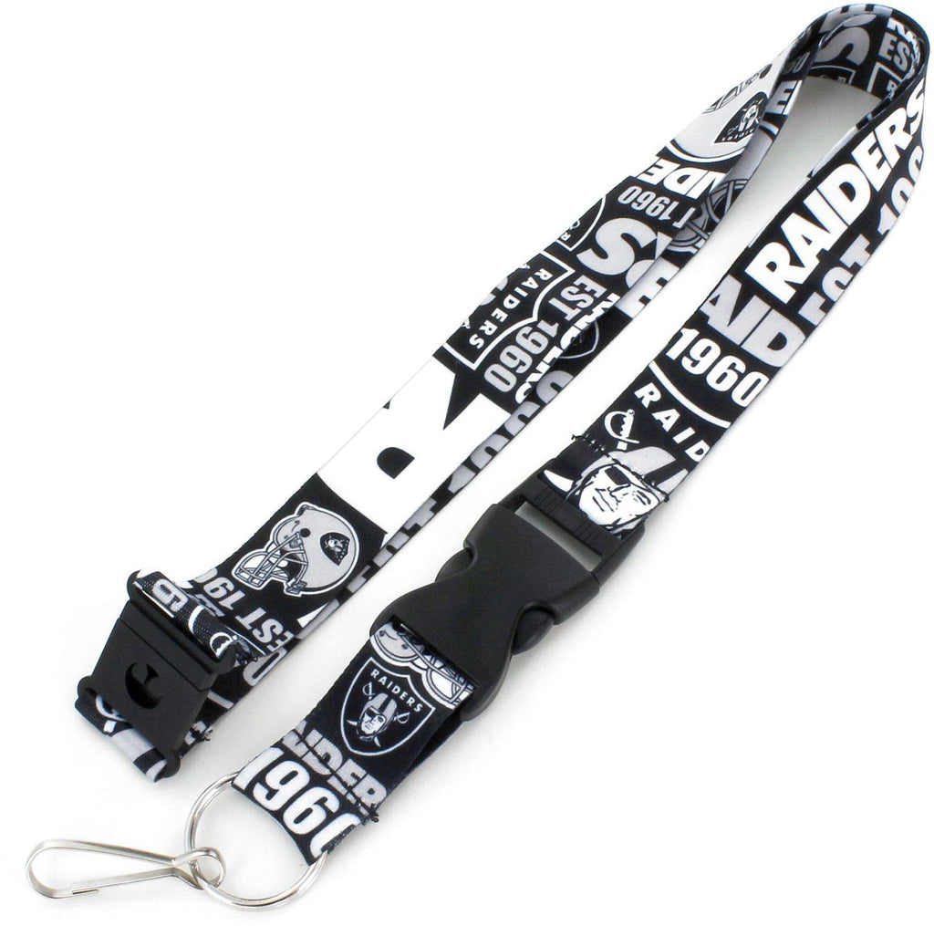 Aminco NFL Las Vegas Raiders Dynamic Lanyard Keychain Badge Holder With Safety Clip