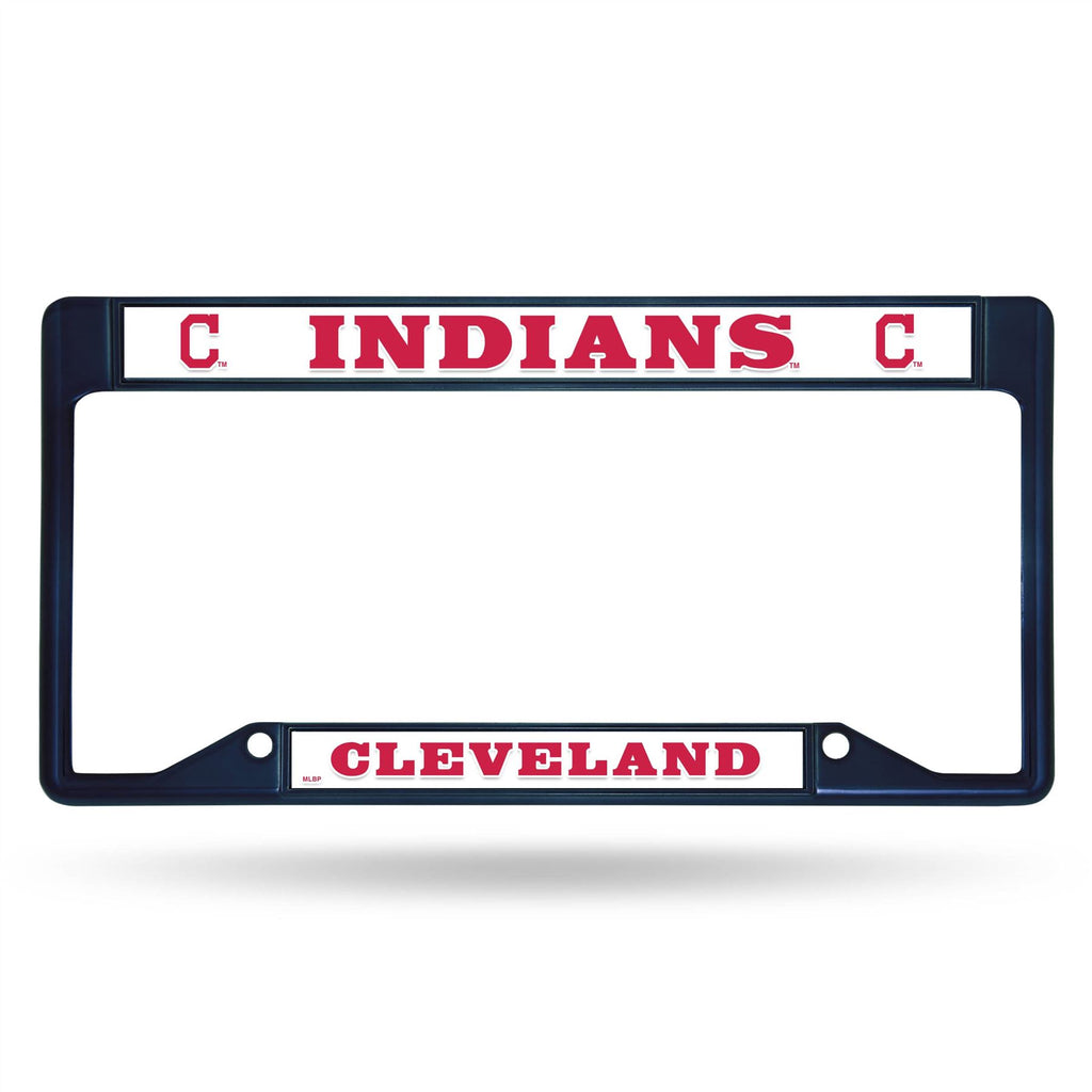Rico MLB Cleveland Indians Colored Auto Tag Chrome Frame FCC Navy