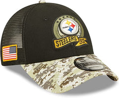 New Era NFL Men's Pittsburgh Steelers 2022 Salute To Service 9Forty Snapback Adjustable Hat Black/Digital Camo