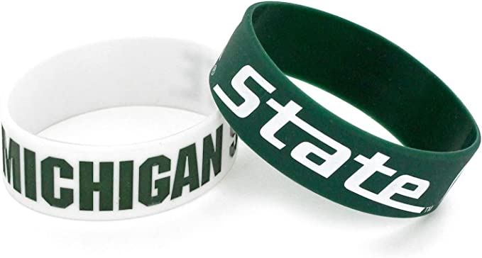 Aminco NCAA Michigan State Spartans 2 Pack Wide Silicone Bracelets