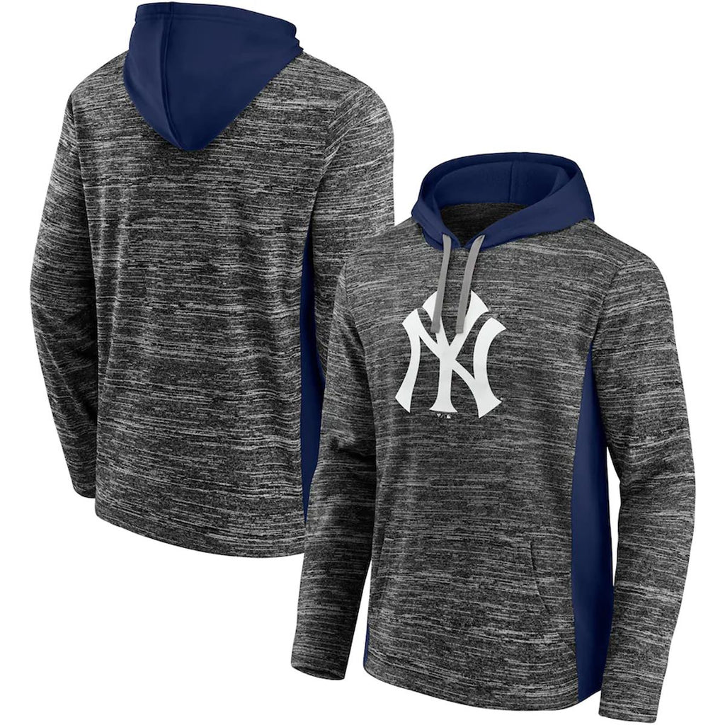 Fanatics Men's MLB New York Yankees Charcoal Instant Replay Pullover Hoodie - Gray & Navy - L - L (Large)
