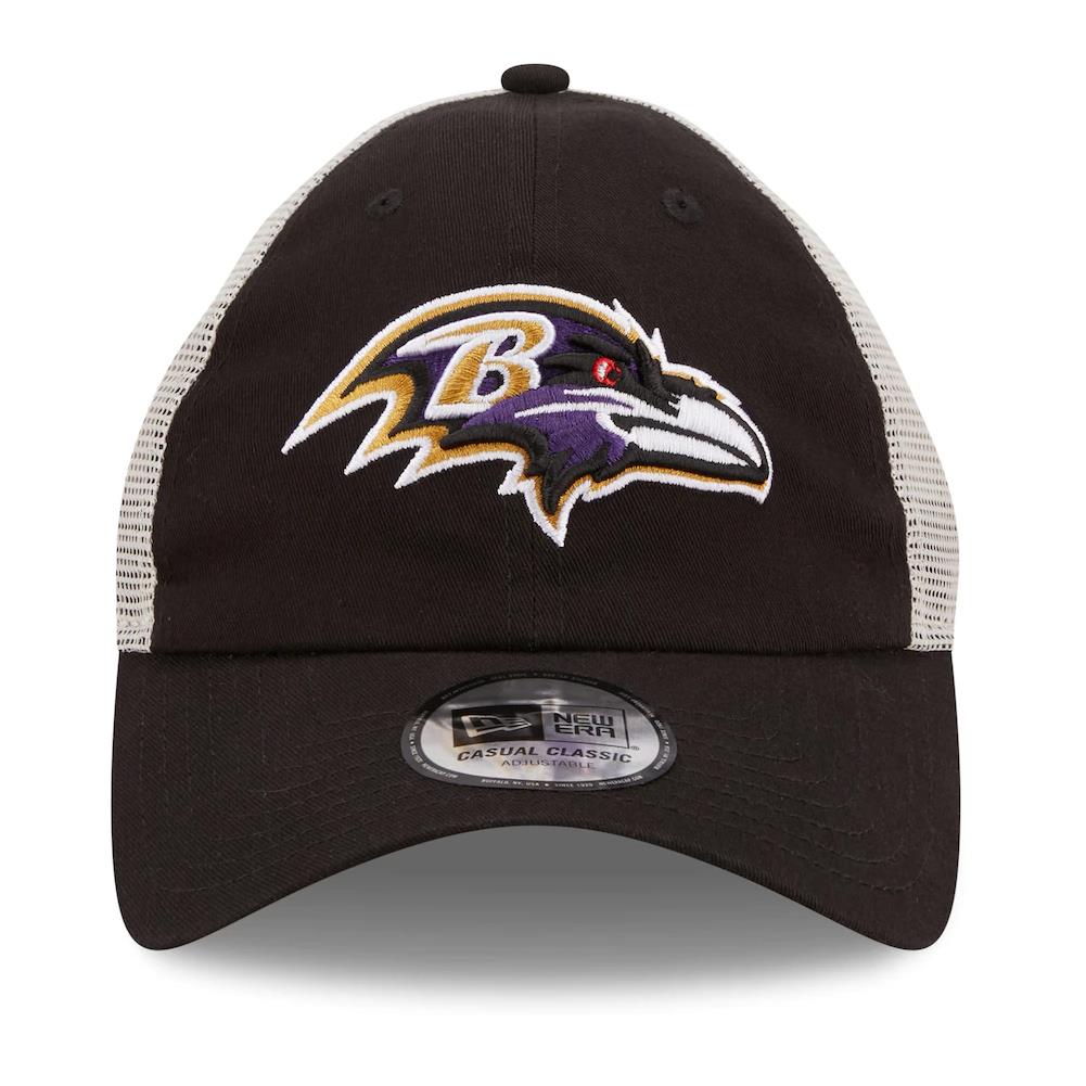 New Era NFL Men's Baltimore Ravens Flag 9TWENTY Adjustable Trucker Hat Black/Khaki One Size