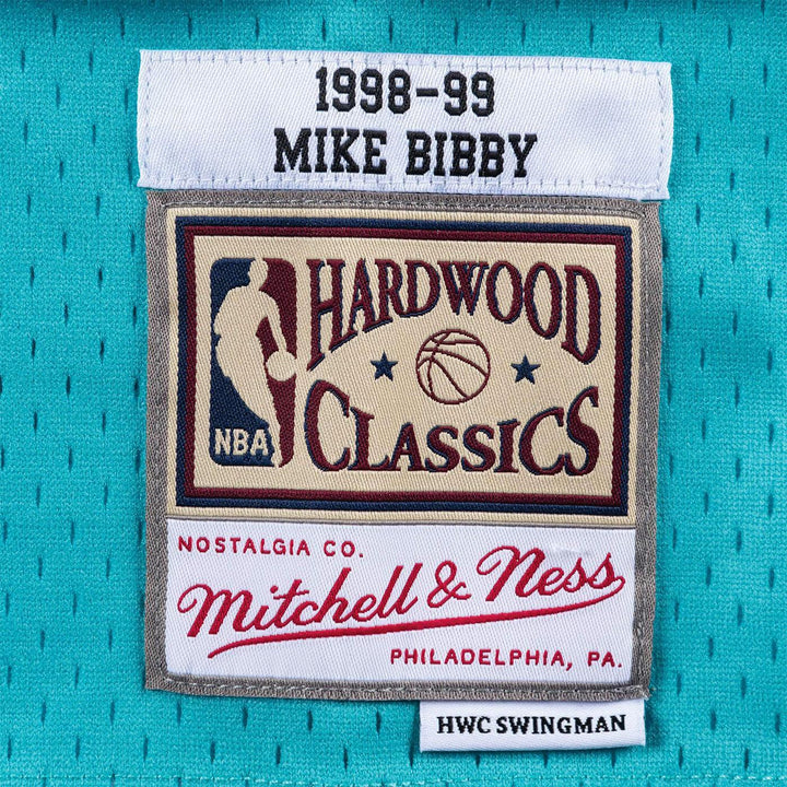 Men's Vancouver Grizzlies Mike Bibby Mitchell & Ness Teal Hardwood Classics 1998-99 Hyper Hoops Swingman Jersey S