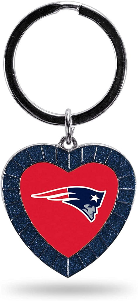 Rico NFL New England Patriots Rhinestone Heart Colored Keychain