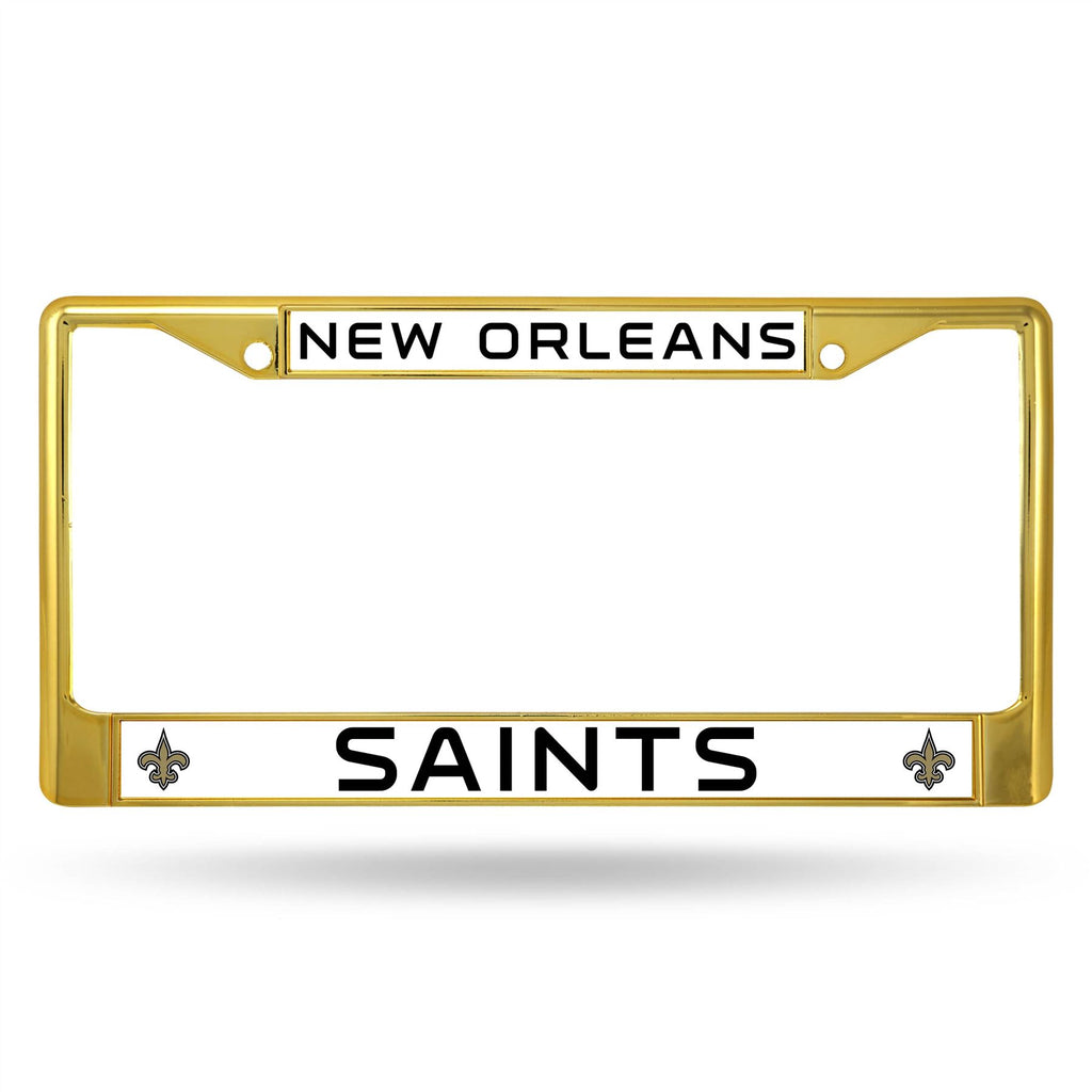 Rico NFL New Orleans Saints Colored Auto Tag Chrome Frame FCC Gold