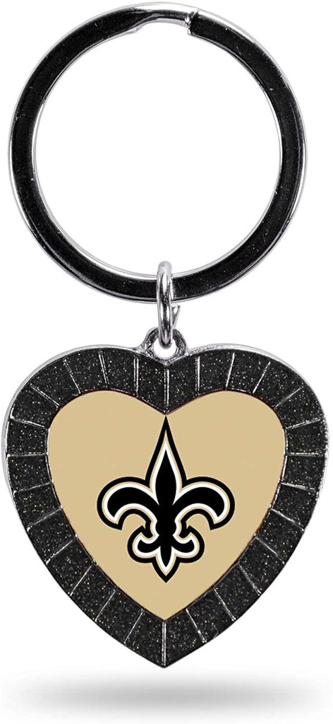 Rico NFL New Orleans Saints Rhinestone Heart Colored Keychain