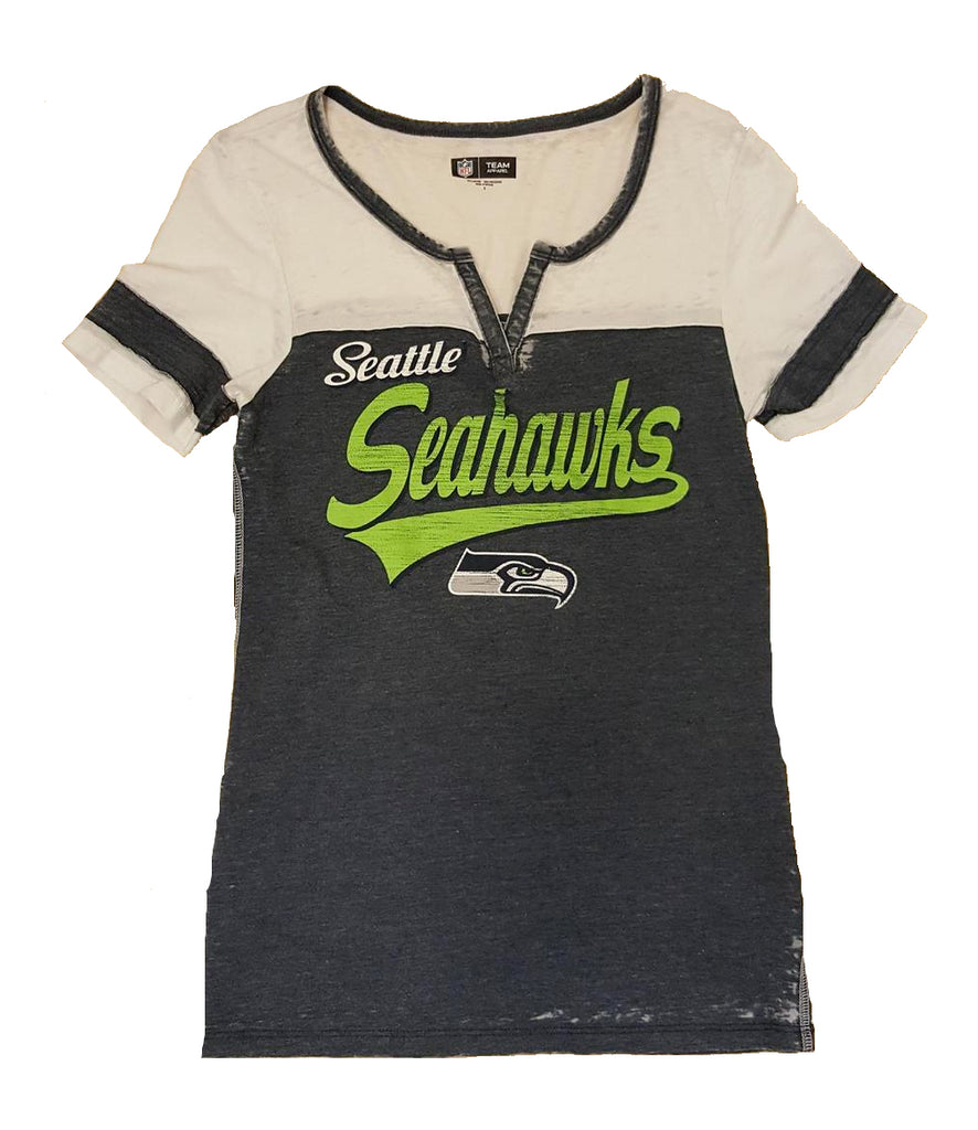 5th & Ocean NFL Women's Seattle Seahawks Burnout V-Neck T-Shirt