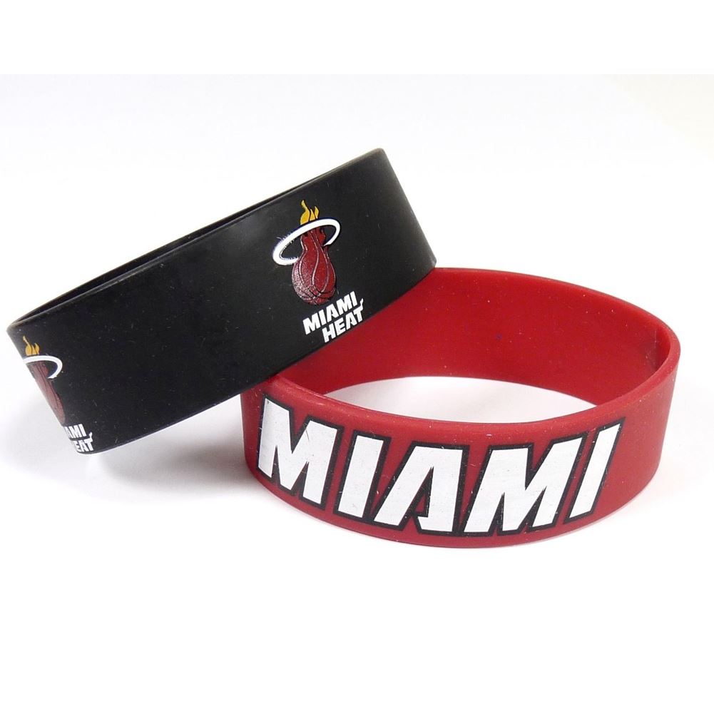 Aminco NBA Miami Heat 2 Pack Wide Silicone Bracelets