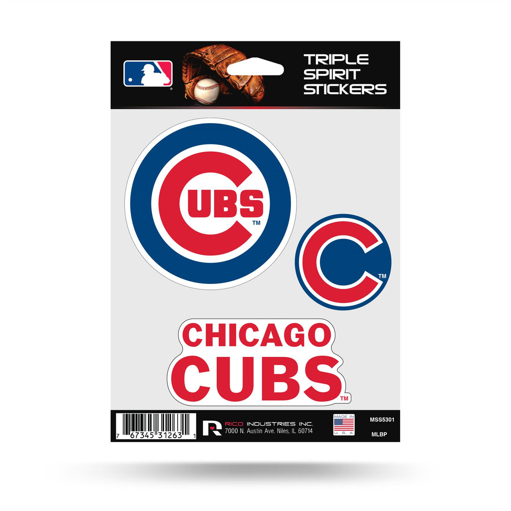 Rico MLB Chicago Cubs Triple Spirit Stickers 3 Pack Team Decals