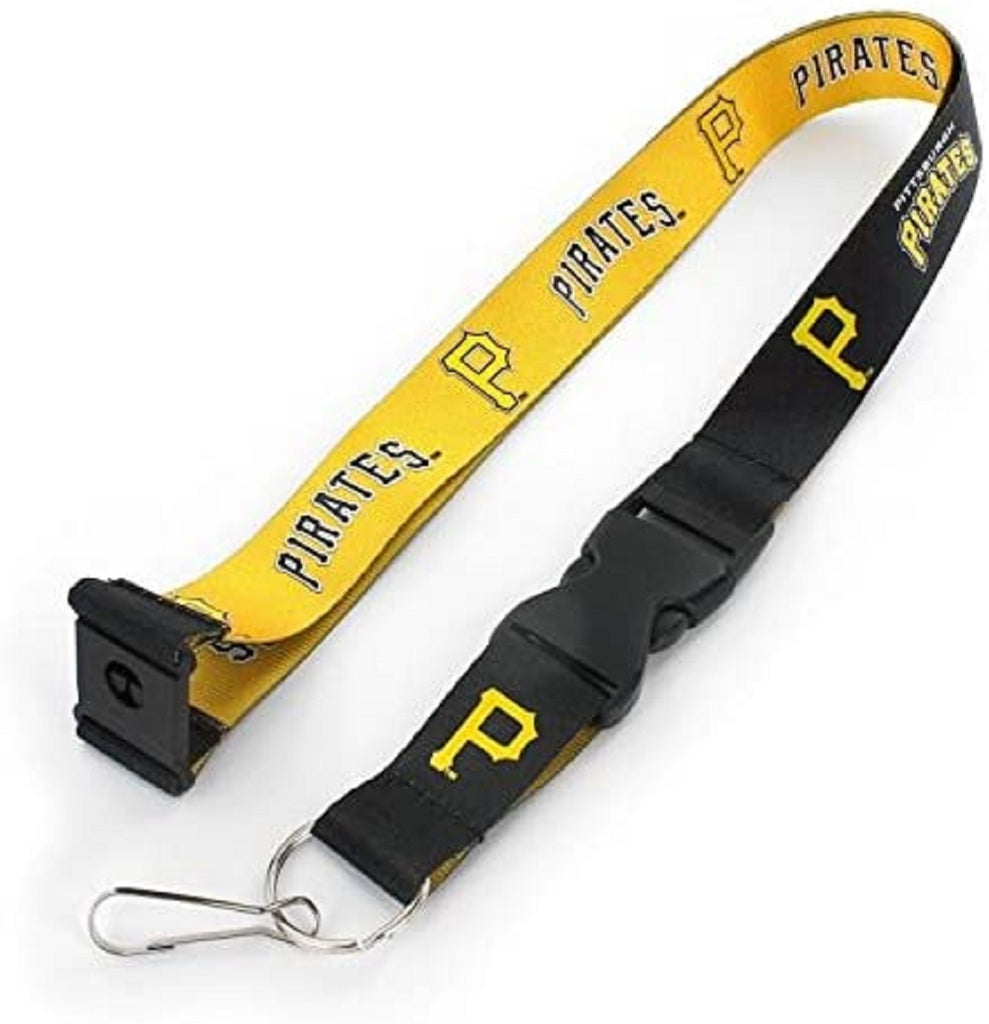 Aminco MLB Pittsburgh Pirates Reversible Lanyard Keychain Badge Holder With Safety Clip