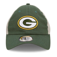 New Era NFL Men's Green Bay Packers Flag 9TWENTY Adjustable Trucker Hat Green//Khaki One Size