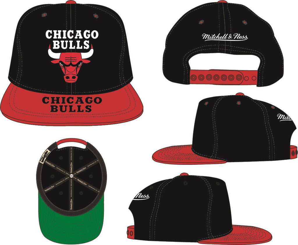 Mitchell & Ness NBA Men's Chicago Bulls Logo Bill Snapback Adjustable Hat Black/Red