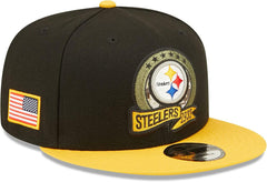 New Era NFL Men's Pittsburgh Steelers 2022 Salute To Service 9FIFTY Snapback Hat Black/Yellow OSFA