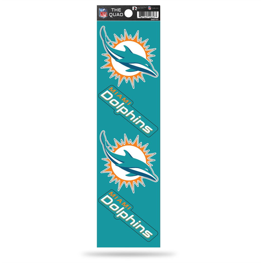 Rico NFL Miami Dolphins The Quad 4 Pack Auto Decal Car Sticker Set QAD