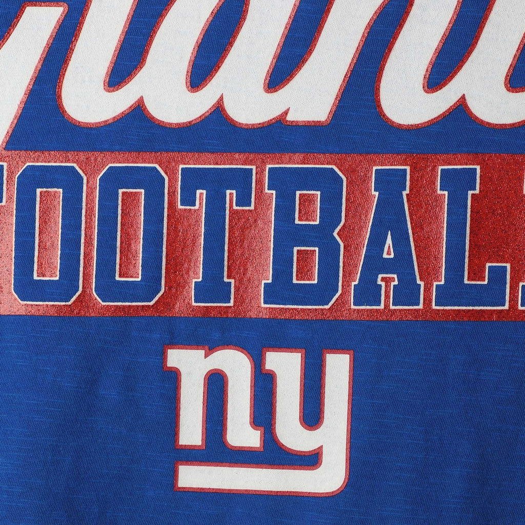 5th & Ocean By New Era NFL Women's New York Giants Glitter Slub Raglan V-Notch T-Shirt