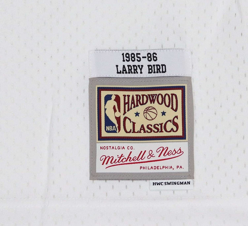 Men's Mitchell & Ness Larry Bird Gold Boston Celtics 75th Anniversary  1985/86 Hardwood Classics Swingman Jersey