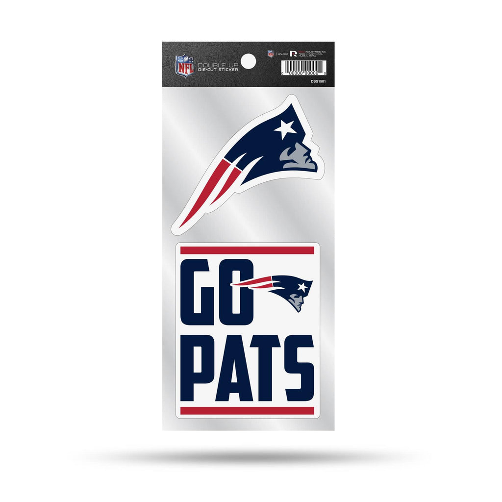 Rico NFL New England Patriots Double Up Die Cut Stickers 2-Piece Team Decals