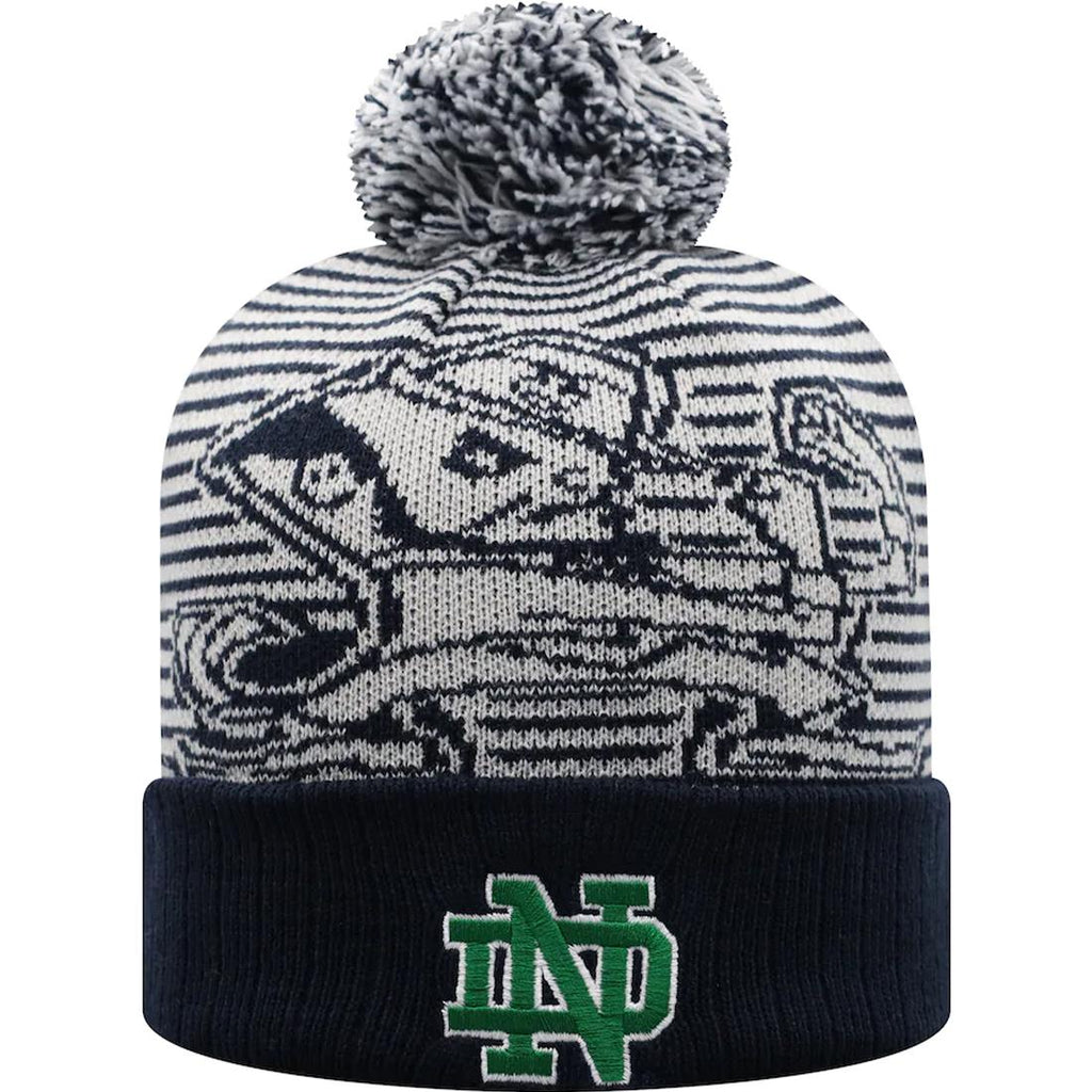 Top Of The World NCAA Men's Notre Dame Fighting Irish Line Up Cuffed Knit Beanie Navy/Grey One Size