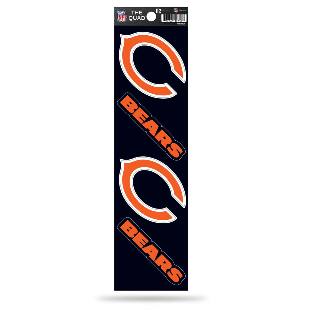 Rico NFL Chicago Bears The Quad 4 Pack Auto Decal Car Sticker Set QAD