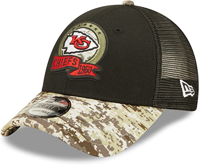 New Era NFL Men's Kansas City Chiefs 2022 Salute To Service 9Forty Snapback Adjustable Hat Black/Digital Camo