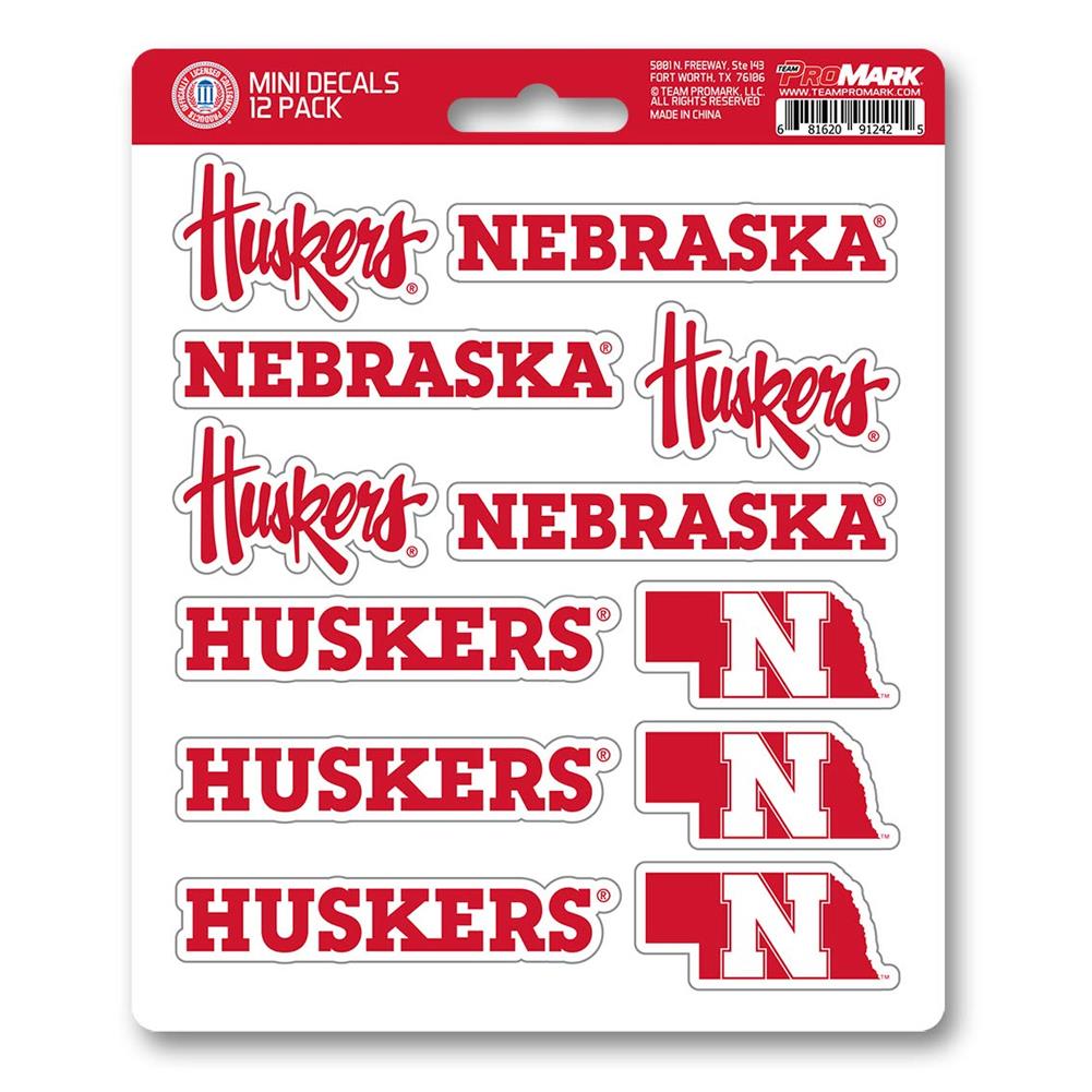 Fanmats NCAA Nebraska Cornhuskers Mini Decals 12-Pack
