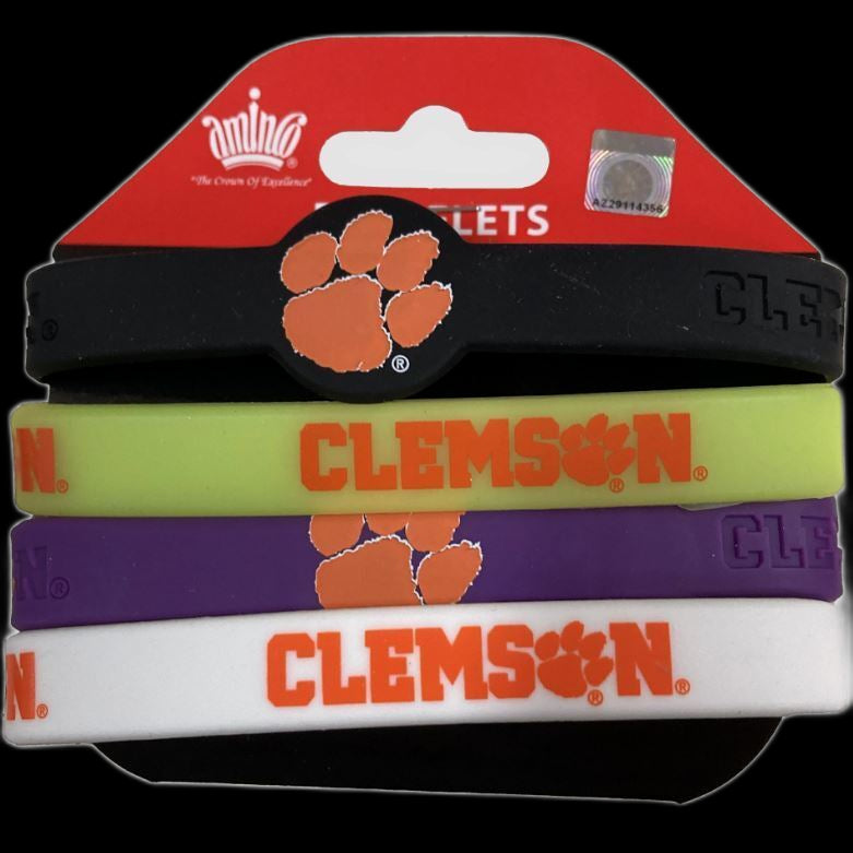 Aminco NCAA Clemson Tigers 4-Pack Silicone Bracelets
