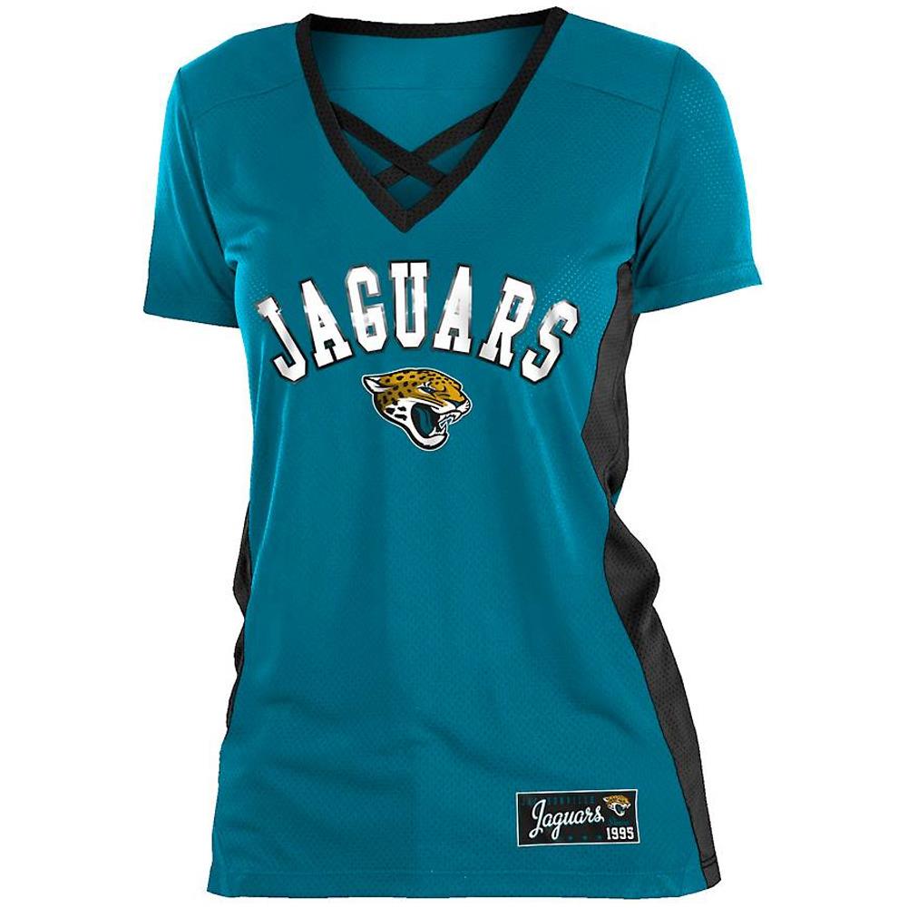 New Era NFL Women's Jacksonville Jaguars Poly Mesh Lattice T-Shirt