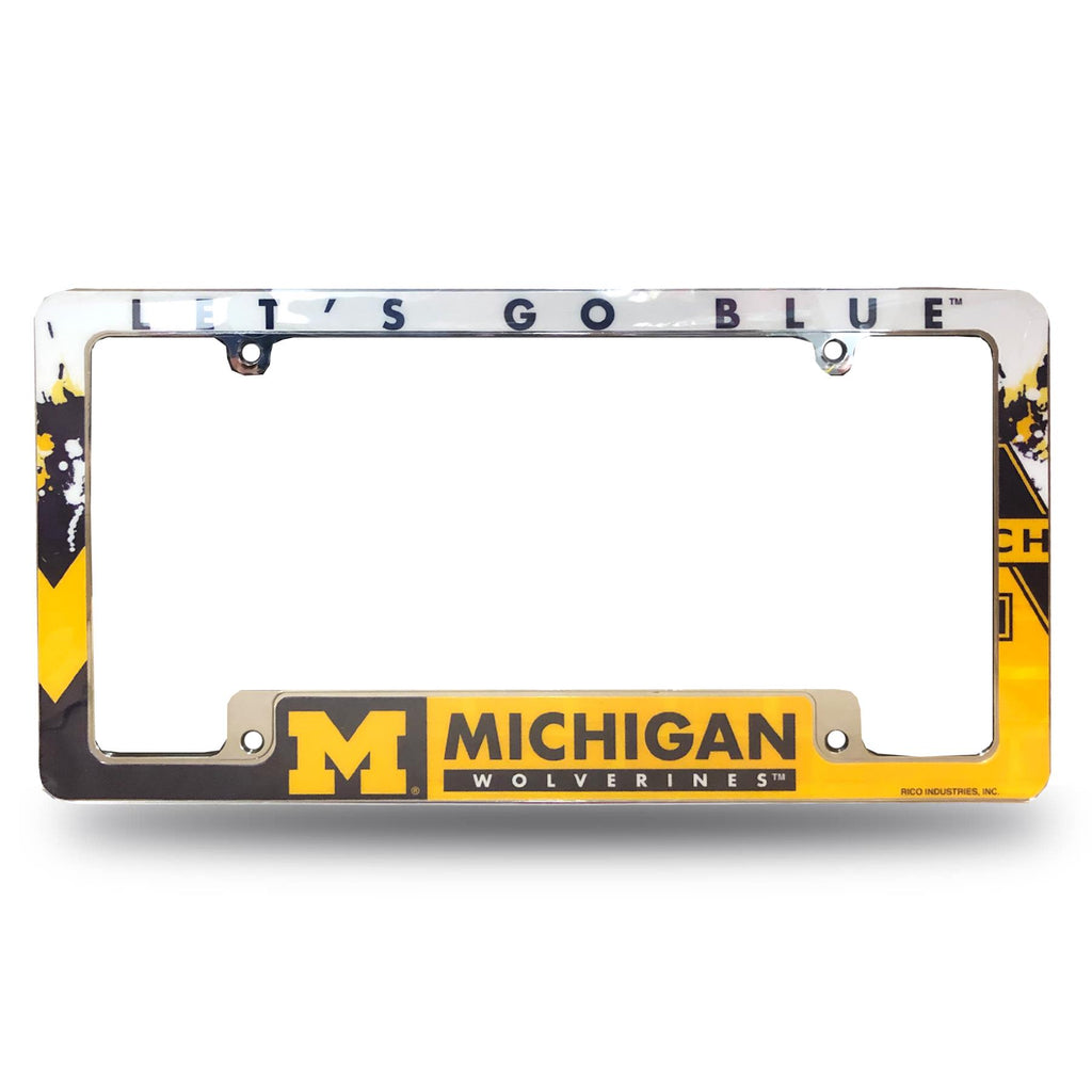 Rico NCAA Michigan Wolverines Auto Tag All Over Chrome Frame AFC