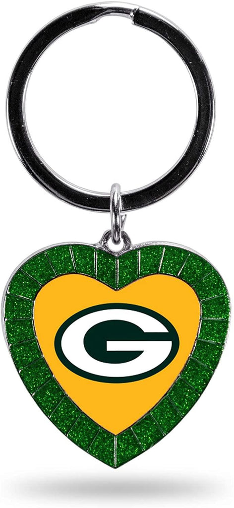 Rico NFL Green Bay Packers Rhinestone Heart Colored Keychain