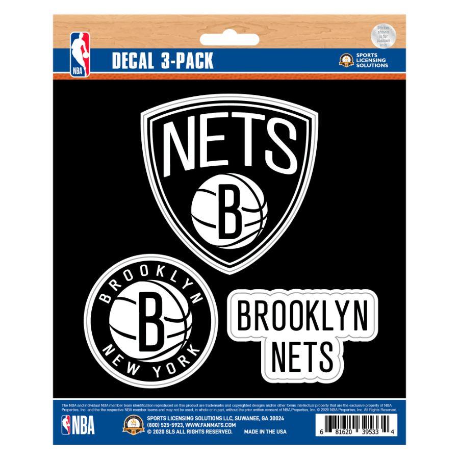 Fanmats NBA Brooklyn Nets Team Decal - Pack of 3